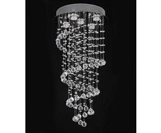 Elegante Spiral Kristall Kronleuchter, A1A9 Klar K9 Kristall Regentropfen LED Deckenleuchten, Chrom Unterputz Pendelleuchte Leuchte für Wohnzimmer Esszimmer Flur Treppe Foyer D40cm H80cm