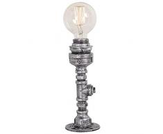 Wasserrohr Tischlampe, Retro Industrial Metal Lampe, Coffee Bar Bar Dekoration Lampe, Geeignet for Schlafzimmer, Flur, Büro, Wohnzimmer und andere Wohnbereiche (30 * 7,5 mm) (Color : Silver)