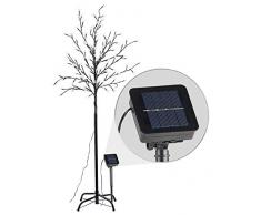 Lunartec Solarbaum Garten: Solar-LED-Lichterbaum mit 120 leuchtenden Blüten und Standfuß, 150 cm (Leuchtender Baum)