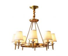 ZSAIMD Innen Moderne hängende Beleuchtung, Wohnzimmer Messinglüster Stoffschirm 8 Lichter E14 Edison-Raum-Kunst-Dekor Leuchte for Schlafzimmer Korridor Villa Leuchten Dekoration