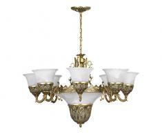 Kronleuchter Shabby Chic / messing, weiß / 11-flammig / E27 / Jugendstil Kronleuchter / Deckenlampe Wohnzimmer Jugend Stil / stilvolle Esszimmer Beleuchtung / Schlafzimmer Lampe