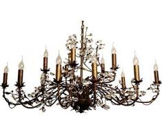 Sonderprsis KRONLEUCHTER EVITA BRAUN MESSING 15-FLAMMIG OVAL 120x70cm METALL