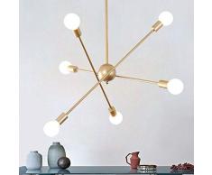 Moderner Sputnik-Kronleuchter, der justierbare drehbare 6-Light-Arme-Kugel-industrieller Weinlese-Bauernhaus-Anhänger-Kronleuchter beleuchtet, beleuchtet Gold-hängende Deckenleuchte für Küchenesszimme