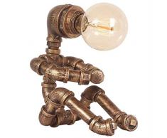 SXGDX E27 Roboter Lampe Retro Industrie Schmiedeeisen Metall Tischlampen, Bronze (ohne Glühbirne)