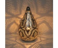Casa Moro Orientalische Tischlampe marokkanische Stehlampe Alia-Zouak-D17 Silber in Tropfenform mit E14 Fassung | Echt versilberte Bodenleuchte aus Messing | Kunsthandwerk aus Marokko | ESL2200