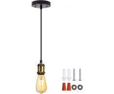 Vintage Deckenleuchte Kronleuchter Pendelleuchte Kegel Antik E27 Fassung Edison Fassung Textilkabel 1,5 m für E27 Leuchtmittel Antik messing