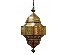 Orientalische Lampe Pendelleuchte Gold Enes 60cm E27 Lampenfassung | Marokkanische Design Hängeleuchte Leuchte aus Marokko | Orient Lampen für Wohnzimmer Küche oder Hängend über den Esstisch
