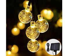 Solar Lichterkette Opard 6M 30LED Solar Garten Lichterkette Kristall Kugeln Garten Licht für Garten, Bäume, Terrasse, Weihnachten, Hochzeiten, Partys, Innen und außen (Warmweiß)