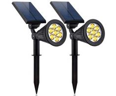 CASNIK Solarleuchten Einstellbare Außenbeleuchtung Wasserdicht Außenstrahler passend für Hof, Weg, Landschaft, Auffahrt, Garten (Warmweiß, 2 Stück 7LED)