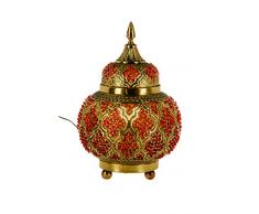 Orientalische Messing Tischlampe Lampe Alyah 28cm in Gold | Marokkanische Tischlampen klein Lampenschirm goldfarben | kleine Nachttischlampe modern für Vintage Retro & Landhaus Stil Design