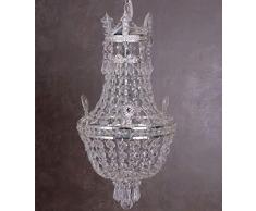 Kronleuchter, Kristallleuchter, Korblüster, Lüster, Leuchter, Lampe für die Wohnung im angesagten Biedermeier-Stil , gefertigt aus Messing, versilbert mit wunderschönen Glaskristallen - Palazzo Exclusive