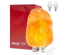 LEVOIT Kyra Salz Lampe Salzlampe Salzkristalllampe Salzleuchte 2-3 kg, Edelstahl-Basis, Berührend Stufenlos Dimmen, Inkl. 3 X 15watt Glühbirnen und Box