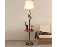 GJIF - Stehlampe Stehlampe mit Couchtisch Schmiedeeisen Retro Stehlampe Innenbeleuchtung Antik - Fußschalter (E27) (Farbe : Coffee table)