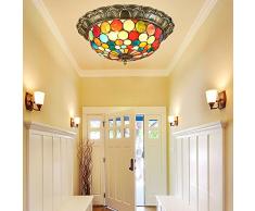 Vintage Tiffany Deckenleuchte Schöne Deckenleuchte Im Tiffany Stil Deckenlampe Jugendstil Tiffany-Lampen Gang Beleuchtet Porch Light Corridor Leuchten Badezimmer Balkon Farbe Glas Lampenschirm Ø50cm