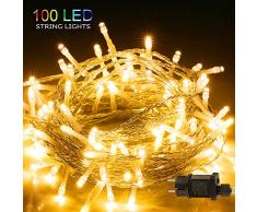 LED Lichterkette, BIGHOUSE 100 LEDs 10M Lichterkette Außen mit Stecker Warmweiß, Wasserdichte IP44 für Party, Hochzeit, Geburtstag, Terrasse, Innen/Außen Dekoration