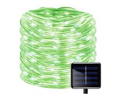 KINGCOO 100LEDs Schlauch Lichterkette, IP55 Wasserdicht 39ft/12m Solarlichterkette Röhrenlicht Seil Kupferdraht Weihnachtsbeleuchtung Lichter für Hochzeit Garden Party Außenlichterkette (Grün)