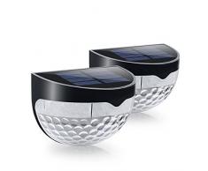 2 Stück Solar Zaunlichter, dekorative Lichter, 6 LED Gartenlichter, Wasserdichte Solarleuchten Kabellose Außenleuchten für Terrasse, Zaun, Hof, Garten, Garage, Treppen