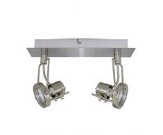 Aufbauleuchte Aufbaustrahler Aufputz 1 x HERME Chrom 2-Flammig IP20 GU10 Fassung,Deckenleuchte Strahler Deckenlampe Kronleuchter aus Stahl, horizontal und vertikal einstellbar - ohne Leuchtmittel