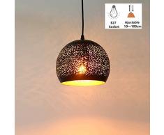 Asvert Pierced Pendelleuchte orientalische Lampe schwarzer Metallform Hängelampe reteo verstellbare Altmessing Hollow Deckenleuchte E27 für Café Bar Esstisch Kücheninsel Foyer Loft etc. Schwarz gold