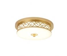24W LED Antik Deckenleuchte Dimmbar Flurlampe Vintage Decken Lampe, Landhaus Rund Design Deckenlampe Metall Glas Deckenstrahler für Esszimmer Wohn-Schlafzimmer Bad Küche Licht Ø40*H12cm (Gold)