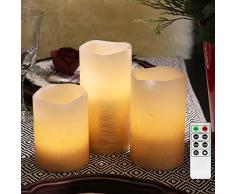 3 flammenlose LED Wachskerzen Kupfer Rustik-Design mit Fernbedienung und Timerfunktion, inkl. Batterien