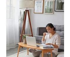 GJIF - Stehlampe Stehleuchte für Innenbeleuchtung mit Regal aus massivem Holz, antik - Fußschalter (E27)