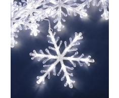 Konstsmide 4439-203 LED Lichtervorhang Acrylschneeflocken 5er Set / für Außen (IP44) / 24V Außentrafo / 60 kalt weiße Dioden / transparentes Kabel