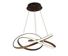 Tee Fee LED Pendelleuchte Spiralhalterung 64W 3-farbig segmentiert dimmbar Kronleuchter Büro Hängelampe verstellbar Wohnzimmer Esszimmer Restaurant Aluminium Dekoration Deckenlampe - Braun