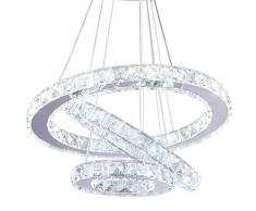 Elliptische LED Moderne Kristall Kronleuchter Edelstahl Pendelleuchte Deckenleuchte Schlafzimmer Lüster Warmweiß Kaltweiß (Kaltweiß-2)
