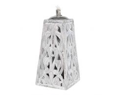 Moritz Design Öllampe aus Zement 15 x 15 x 32,5 cm mit Verzierungen Docht und Deckel eckig Dekofackel Lampe für Garten Terasse Balkon Deko Gartenfackel Windlicht