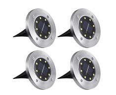 4er Solar Bodenleuchten Aussen Solarleuchte außen Garten Bodenleuchte Edelstahl Außenleuchte Wasserdicht Outdoor LED Solar Path Lights Garten Landschaft Beleuchtung für Yard Auffahrt Rasen Pathway