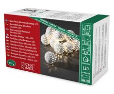 Konstsmide 3157-103 LED Dekolichterkette groÃe weiÃe Metallbälle / für Innen (IP20) / Batteriebetrieben: 3xAA 1.5V (exkl.) / 10 warm weiÃe Dioden / transparentes Kabel