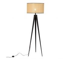 Stehleuchte Winnie - Dreibein Stehlampe - Wiener Geflecht Lampenschirm - Schwarz Natur - Höhe ca. 160 cm