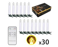 SunJas 30er Weihnachten LED Kerzen Lichterkette Kerzen Weihnachtskerzen Weihnachtsbaum Kerzen mit Fernbedienung Kabellos
