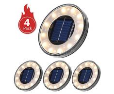 Boden Solarleuchte, Solar Bodenleuchte Tomshine 12 LED Solar Gartenleuchte Solarlampe mit Erdspieß IP68 Wasserdicht【4 Stück Warmweiß】