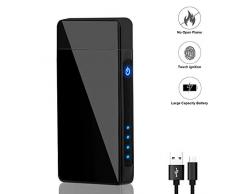 Zaeel Lichtbogen Feuerzeug, Elektro-Feuerzeug USB Elektronisches Feuerzeug Aufladbar Winddichtes Flammenlose, Touchscreen Plasma Feuerzeug Mit Batterieanzeige für Küche, Grill, Kerzen und Zigaretten