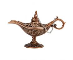 Hilitand Metall Geschnitzte Aladdin Lampe Magie Vintage Home Tee Öl Topf arabische Kunst Handwerk Geschenk seltene Retro Legende Farbe Aladdin Genie Licht wünschen Lampe Topf Sammlerstück(Kupfer)