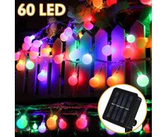 Solar Lichterkette Außen, Molbory 8 Meter 60er LED Solar Lichterkette mit LED Kugel 8 Modi IP65 Wasserdicht Mehrfarbig Lichterkette mit Lichtsensor Beleuchtung für Garten, Partys, Rasen, Hochzeit