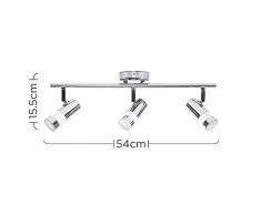 MiniSun - Moderner, 3-flammiger Deckenstrahler mit integrierten 4,5W LED-Leuchtmitteln und schönem Hochglanz-Chrom und Opal-Effekt Finish - Schienensystem