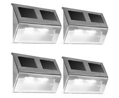 Deuba 4X LED Solar Wandleuchte Edelstahl mit Dämmerungsschalter - Wegeleuchte Außenleuchte Wandlampe Außenwandleuchte Solarleuchte