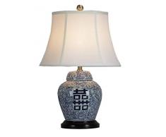 Fine Asianliving Chinesische Tischlampe Porzellan mit Lampenschirm E27 Orientalische Tischleuchte Keramik Nachttischlampen Schlafzimmer Wohnzimmer