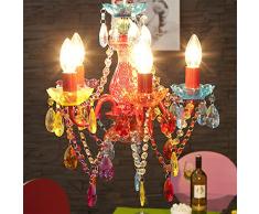 Retro Designer ACRYL KRONLEUCHTER Pomp 5-armig Ø 37cm Pendellampe Hängelampe Barock Lüster | Farbe: bunt/Mehrfarbig