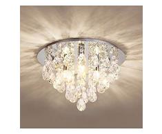 Feizhai Kristall-Deckenleuchte Moderne Kronleuchter mit Kristalltröpfchen Chrom-Finish Elegante Unterputz-Deckenbeleuchtung für Schlafzimmer Wohnzimmer Badezimmer Flur