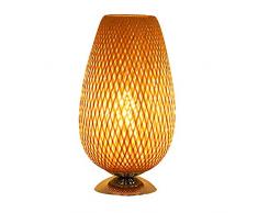 J.W. Natürliche Bambus Schreibtischlampe Handgewebte handgefertigte Tischleuchte Rattan Lampenschirm Schreibtischlampen Schlafzimmer Wohnzimmer Cafe Bar Home Küche Dekoration Lichter E27 Base