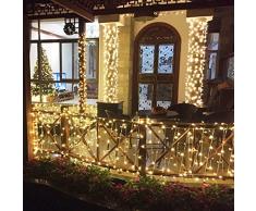 Froadp 100m LED Außen Lichterkette Weihnachtsbeleuchtung IP44 Wasserdichte 8 Modi Vorhang String Lichte Dekoration für Weihnachten Halloween Hochzeit Party oder Stimmung Lichter(Warmweiß)