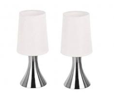 2er Set Nachttischlampen mit Touchfunktion - Edelstahl/weiss - Touchlampe 2 Stück im Set