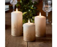 Lights4fun 3er Set TruGlow® LED Echtwachskerzen Bronze Ombre Kerzen mit warmweißer LED Flamme Timer batteriebetrieben