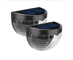 Solar-Zaunlichter, dekorative Lichter 6 LED-Gartenlichter, Wasserdichte Solarlichter Drahtlose Außenleuchten für Patio, Treppenhaus, Wand (2 Stück)