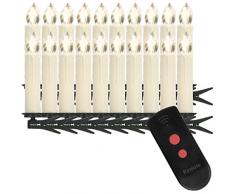Homelux 20 LED Weihnachtskerzen, Christbaumkerzen, Weihnachtsbeleuchtung, Fernbedienung, Licht Warmweiß, Kabellos, Cremefarben