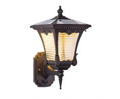 Solar LED Außen-Wandleuchte Rustikale Solarleuchte, Antik Retro Wandlampe für Innen- und Außenbereich, IP65 Wasserdichte, Vintage Außenlampe für Balkon Treppen Terrasse Garten, Schwarz